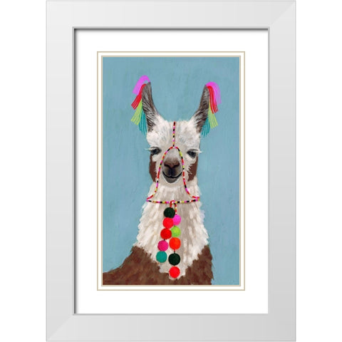 Adorned Llama I White Modern Wood Framed Art Print with Double Matting by Borges, Victoria