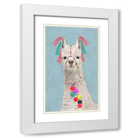 Adorned Llama II White Modern Wood Framed Art Print with Double Matting by Borges, Victoria