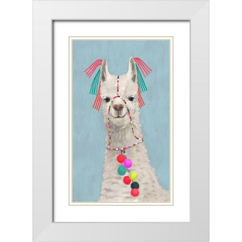 Adorned Llama II White Modern Wood Framed Art Print with Double Matting by Borges, Victoria