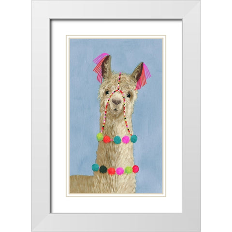 Adorned Llama III White Modern Wood Framed Art Print with Double Matting by Borges, Victoria