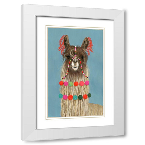 Adorned Llama IV White Modern Wood Framed Art Print with Double Matting by Borges, Victoria