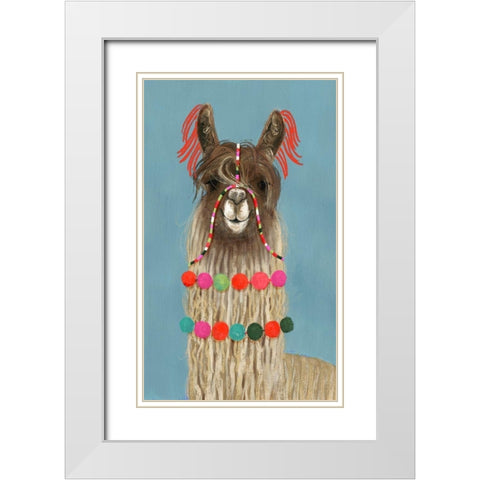 Adorned Llama IV White Modern Wood Framed Art Print with Double Matting by Borges, Victoria