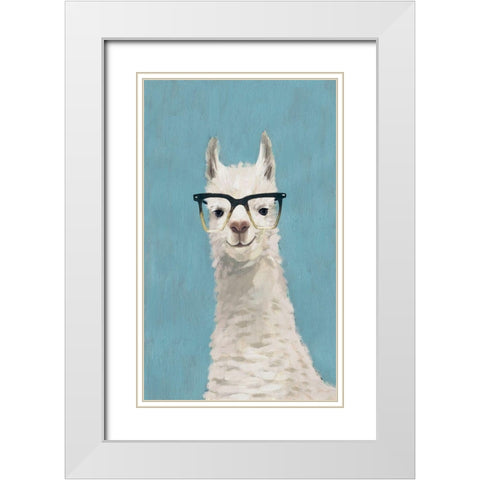 Llama Specs II White Modern Wood Framed Art Print with Double Matting by Borges, Victoria