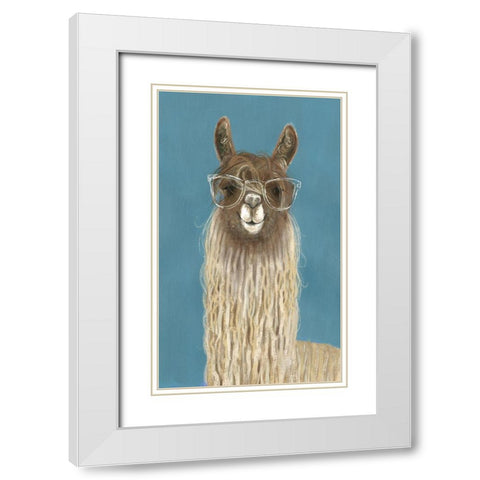 Llama Specs IV White Modern Wood Framed Art Print with Double Matting by Borges, Victoria