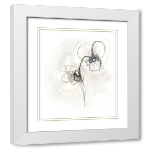 Neutral Floral Gesture I White Modern Wood Framed Art Print with Double Matting by Vess, June Erica