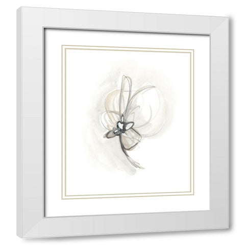 Neutral Floral Gesture II White Modern Wood Framed Art Print with Double Matting by Vess, June Erica