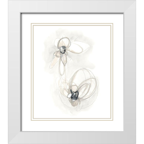 Neutral Floral Gesture III White Modern Wood Framed Art Print with Double Matting by Vess, June Erica