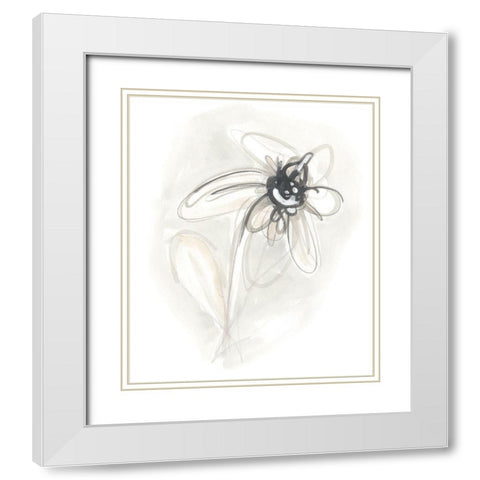 Neutral Floral Gesture V White Modern Wood Framed Art Print with Double Matting by Vess, June Erica