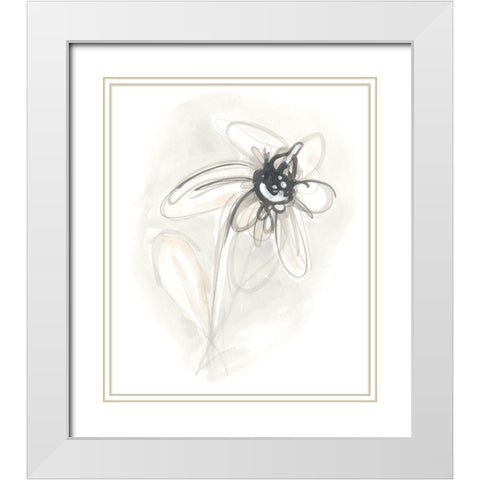Neutral Floral Gesture V White Modern Wood Framed Art Print with Double Matting by Vess, June Erica
