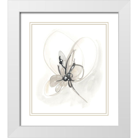 Neutral Floral Gesture VI White Modern Wood Framed Art Print with Double Matting by Vess, June Erica