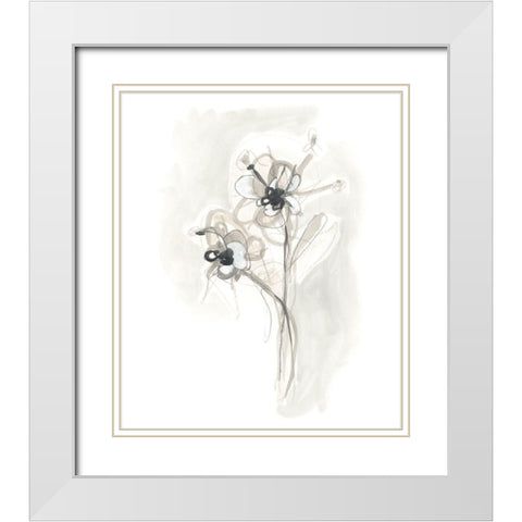 Neutral Floral Gesture VII White Modern Wood Framed Art Print with Double Matting by Vess, June Erica