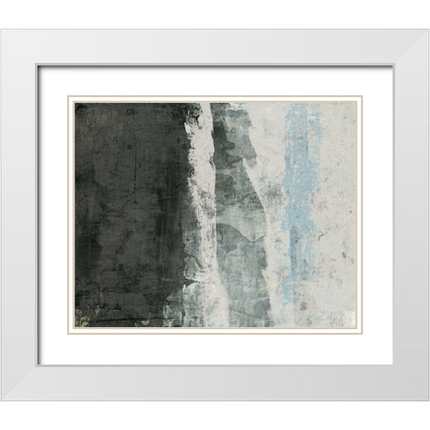 Black and Grey and Blue II White Modern Wood Framed Art Print with Double Matting by Ray, Elena