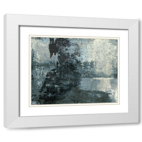 Black and Grey and Blue III White Modern Wood Framed Art Print with Double Matting by Ray, Elena