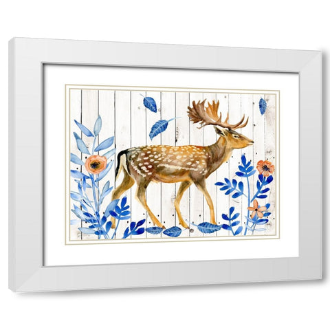 Dear Deer I White Modern Wood Framed Art Print with Double Matting by Wang, Melissa