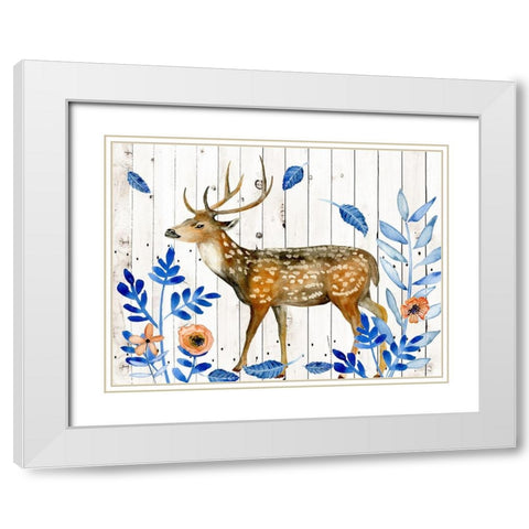Dear Deer II White Modern Wood Framed Art Print with Double Matting by Wang, Melissa