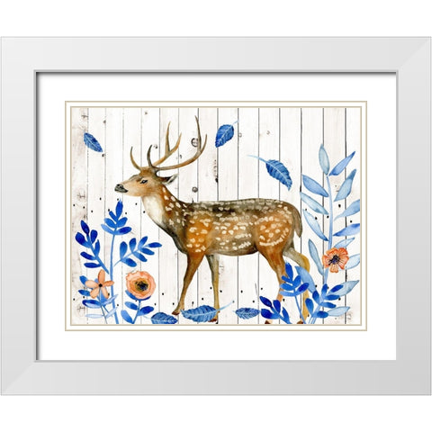 Dear Deer II White Modern Wood Framed Art Print with Double Matting by Wang, Melissa