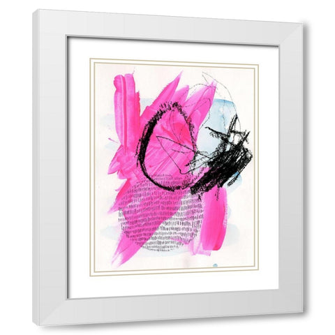 Neon Flamingos I White Modern Wood Framed Art Print with Double Matting by Parker, Jennifer Paxton