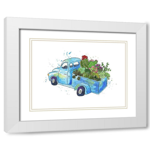 Flower Truck I White Modern Wood Framed Art Print with Double Matting by McGuire, Catherine