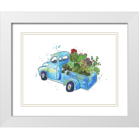 Flower Truck I White Modern Wood Framed Art Print with Double Matting by McGuire, Catherine