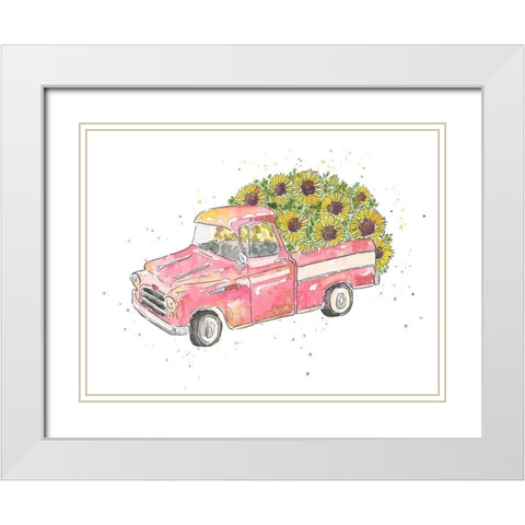 Flower Truck III White Modern Wood Framed Art Print with Double Matting by McGuire, Catherine
