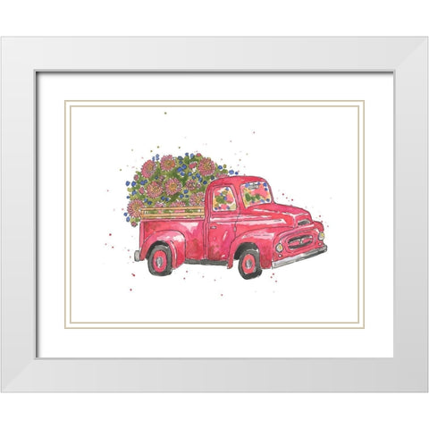 Flower Truck IV White Modern Wood Framed Art Print with Double Matting by McGuire, Catherine
