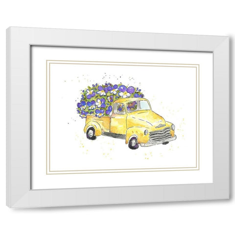 Flower Truck VI White Modern Wood Framed Art Print with Double Matting by McGuire, Catherine