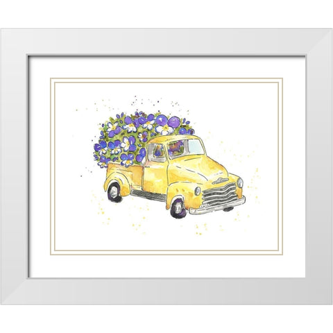 Flower Truck VI White Modern Wood Framed Art Print with Double Matting by McGuire, Catherine