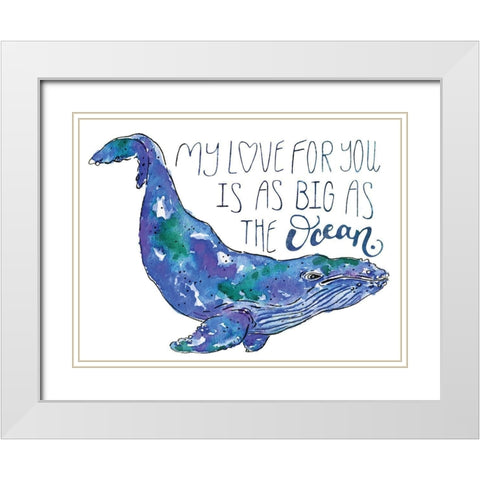 Whale Love II White Modern Wood Framed Art Print with Double Matting by McGuire, Catherine