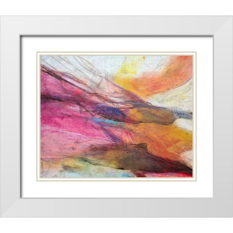 Fuchsia Expression II White Modern Wood Framed Art Print with Double Matting by Villarreal, Gabriela