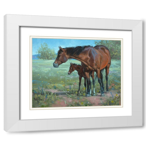 Under Mamas Watchful Eye White Modern Wood Framed Art Print with Double Matting by Sorenson, Jack
