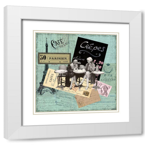 Paris Bistro I White Modern Wood Framed Art Print with Double Matting by Lloyd, Sandy