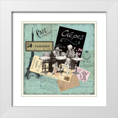 Paris Bistro I White Modern Wood Framed Art Print with Double Matting by Lloyd, Sandy