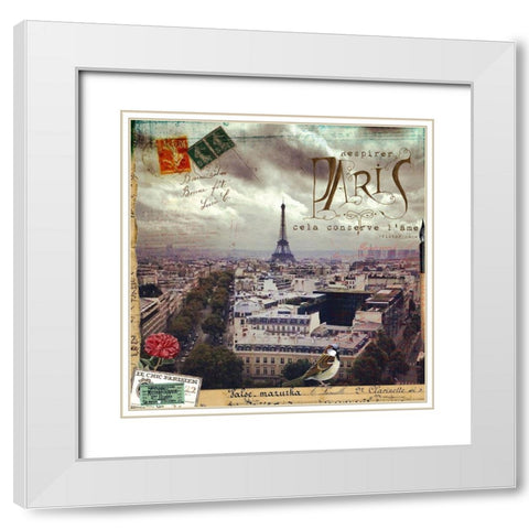 Eiffel Romance I White Modern Wood Framed Art Print with Double Matting by Lloyd, Sandy