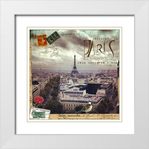 Eiffel Romance I White Modern Wood Framed Art Print with Double Matting by Lloyd, Sandy