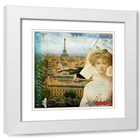 Eiffel Romance II White Modern Wood Framed Art Print with Double Matting by Lloyd, Sandy