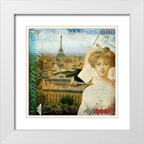 Eiffel Romance II White Modern Wood Framed Art Print with Double Matting by Lloyd, Sandy