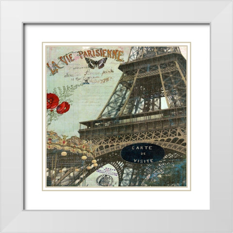 Eiffel Romance IV White Modern Wood Framed Art Print with Double Matting by Lloyd, Sandy