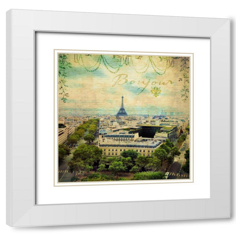 Eiffel Romance V White Modern Wood Framed Art Print with Double Matting by Lloyd, Sandy