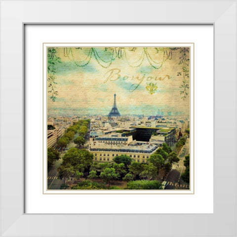 Eiffel Romance V White Modern Wood Framed Art Print with Double Matting by Lloyd, Sandy