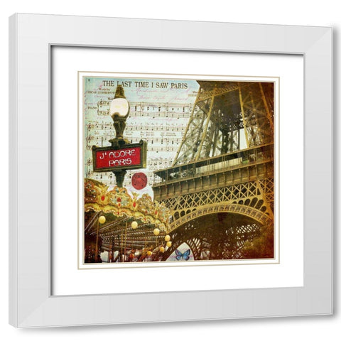 Eiffel Romance VI White Modern Wood Framed Art Print with Double Matting by Lloyd, Sandy