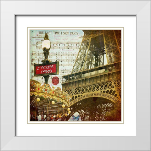 Eiffel Romance VI White Modern Wood Framed Art Print with Double Matting by Lloyd, Sandy