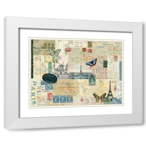 Postcards of Paris I White Modern Wood Framed Art Print with Double Matting by Lloyd, Sandy