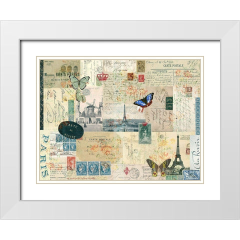 Postcards of Paris I White Modern Wood Framed Art Print with Double Matting by Lloyd, Sandy