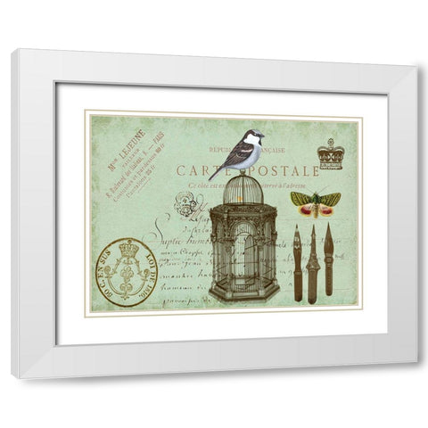 Postcards of Paris II White Modern Wood Framed Art Print with Double Matting by Lloyd, Sandy