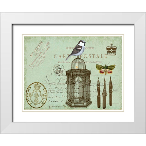 Postcards of Paris II White Modern Wood Framed Art Print with Double Matting by Lloyd, Sandy