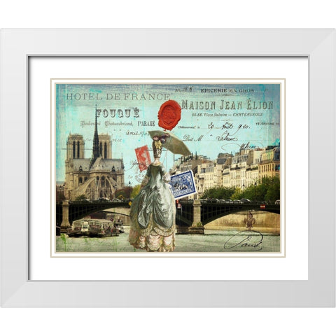Postcards of Paris VI White Modern Wood Framed Art Print with Double Matting by Lloyd, Sandy