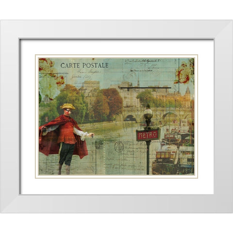 Postcards of Paris VII White Modern Wood Framed Art Print with Double Matting by Lloyd, Sandy