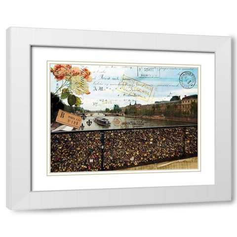 Postcards of Paris VIII White Modern Wood Framed Art Print with Double Matting by Lloyd, Sandy