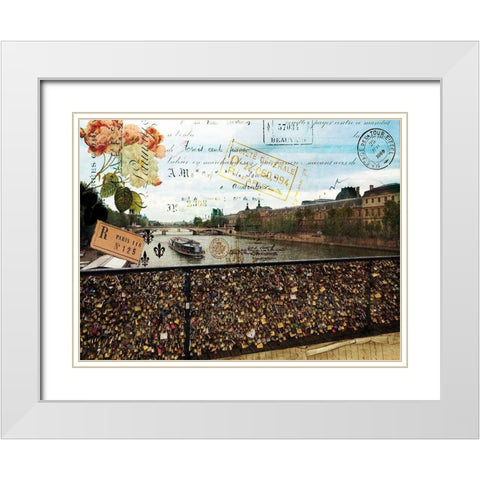 Postcards of Paris VIII White Modern Wood Framed Art Print with Double Matting by Lloyd, Sandy