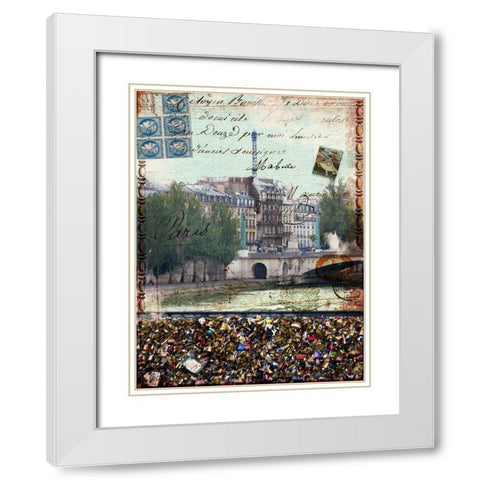 Postcards of Paris IX White Modern Wood Framed Art Print with Double Matting by Lloyd, Sandy